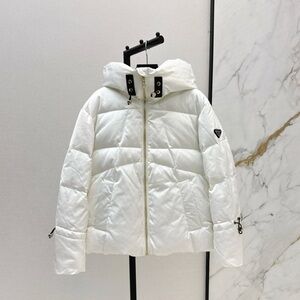Prada White Puffer Jacket with Black Accents